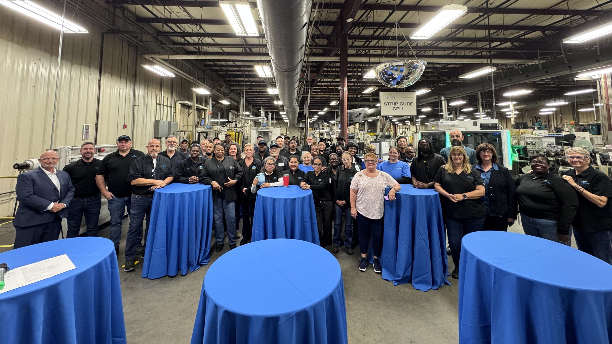 Employees celebrate plant improvements, manufacturing upgrades and equipment upgrades . 